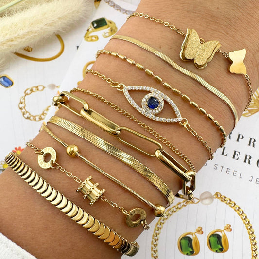 Bracelet, 18K Gold Plated Steel