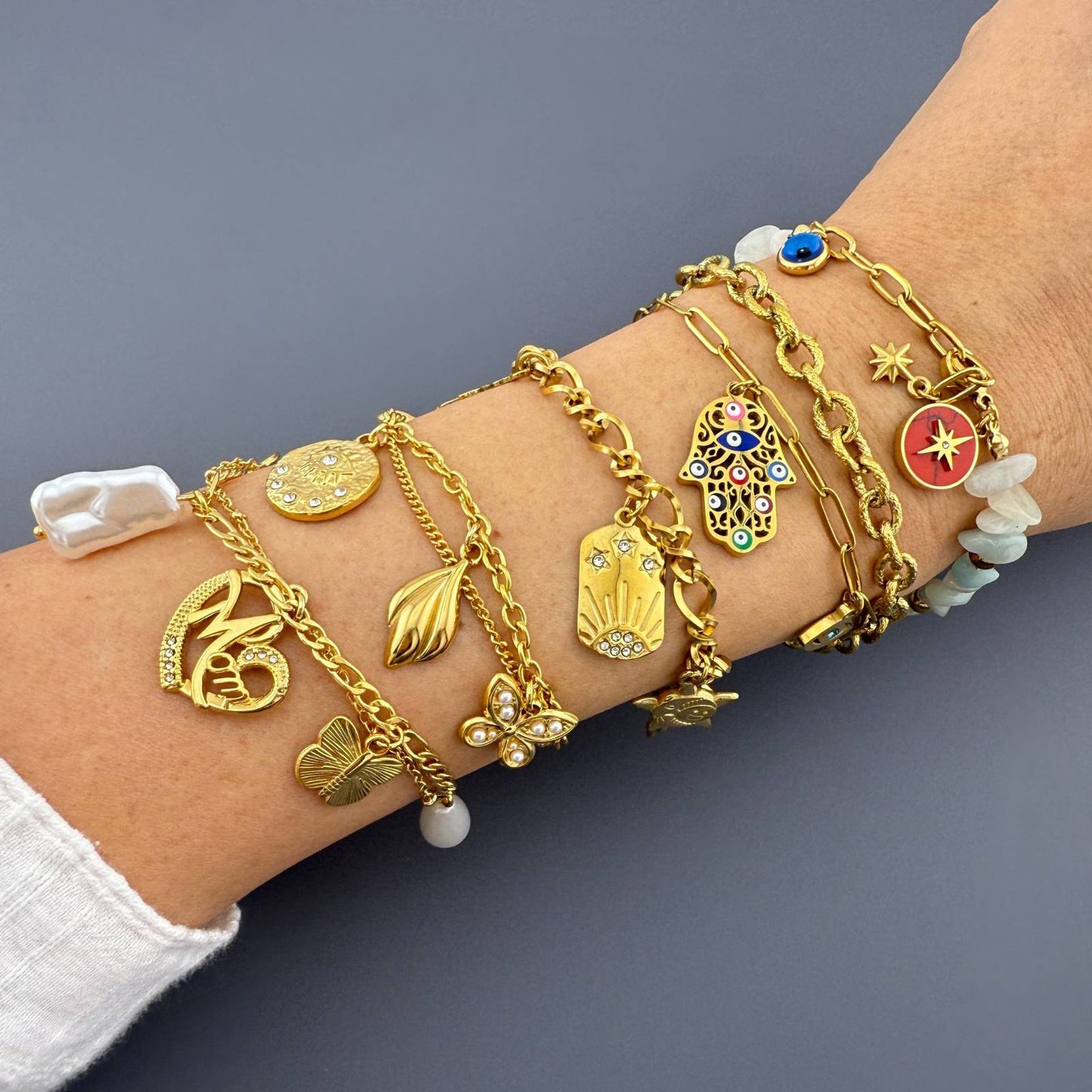 Heart Bracelet, 18K Gold Plated Steel