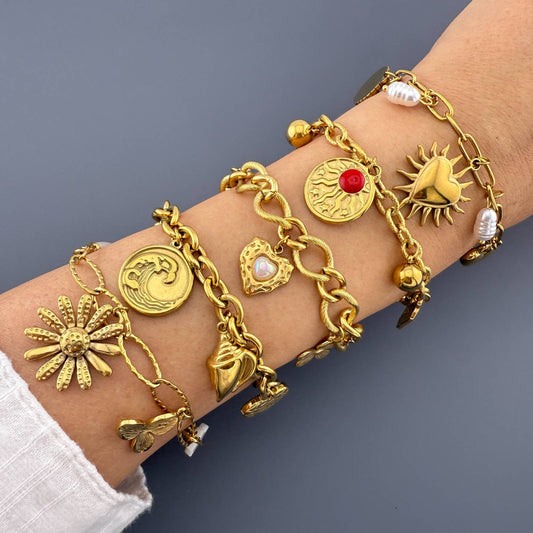 Sun Bracelet, 18K Gold Plated Steel