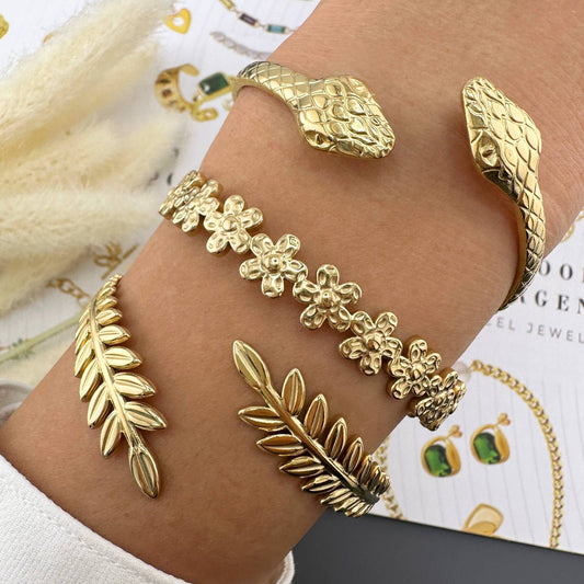 Leaves PVD Gold-Plated Steel Bracelet