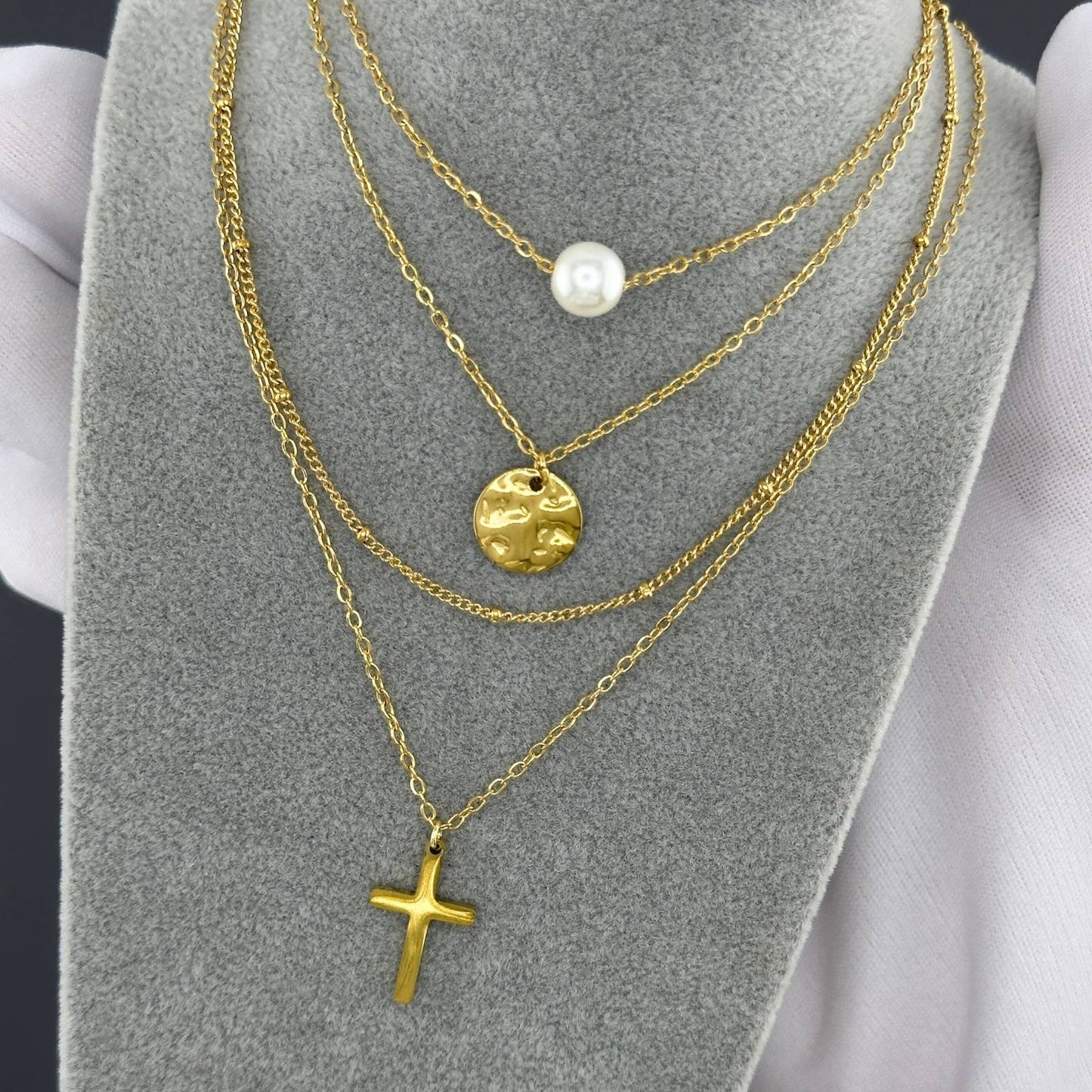 18K gold plated Stainless steel  Crosses necklace