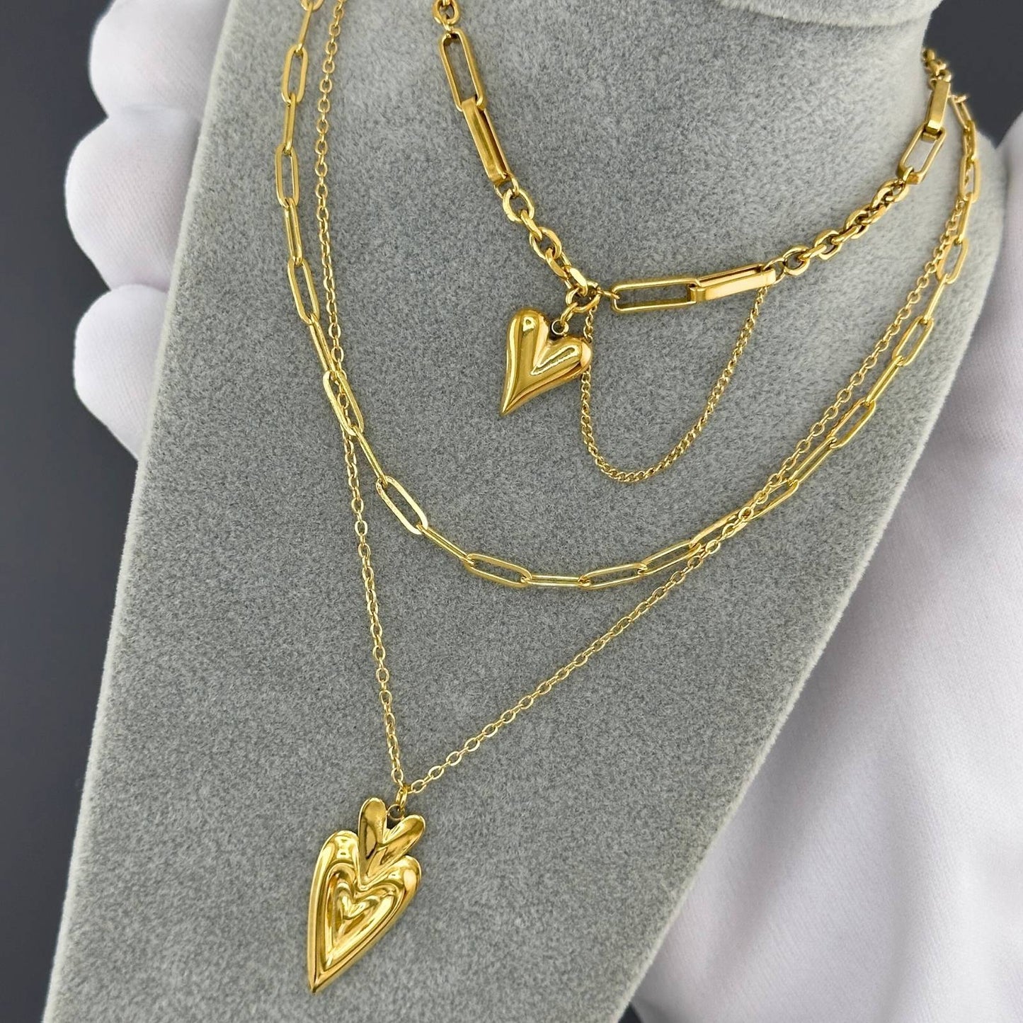 Heart Necklace, 18K Gold Plated Steel