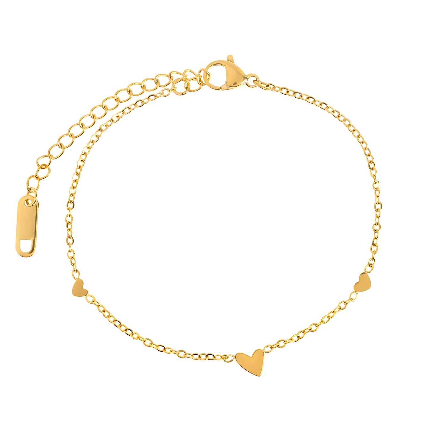 Hearts Bracelet, 18K Gold Plated Steel