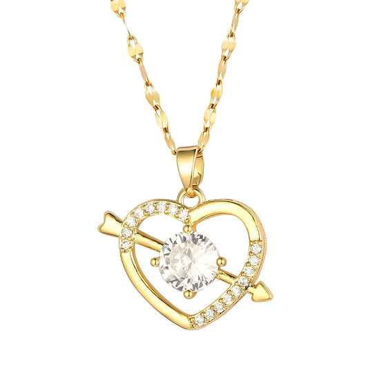Hearts Necklace, 18K Gold Plated Steel