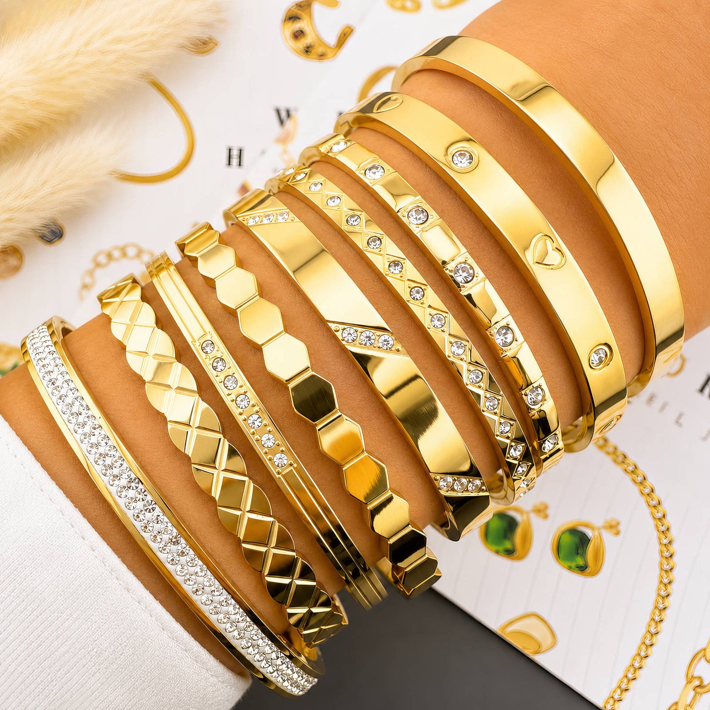 Bracelet, 18K Gold Plated Steel