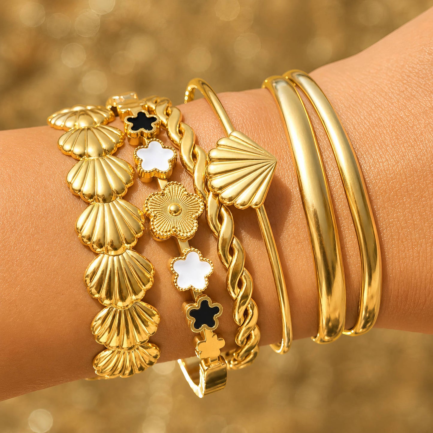 Bracelet, 18K Gold Plated Steel