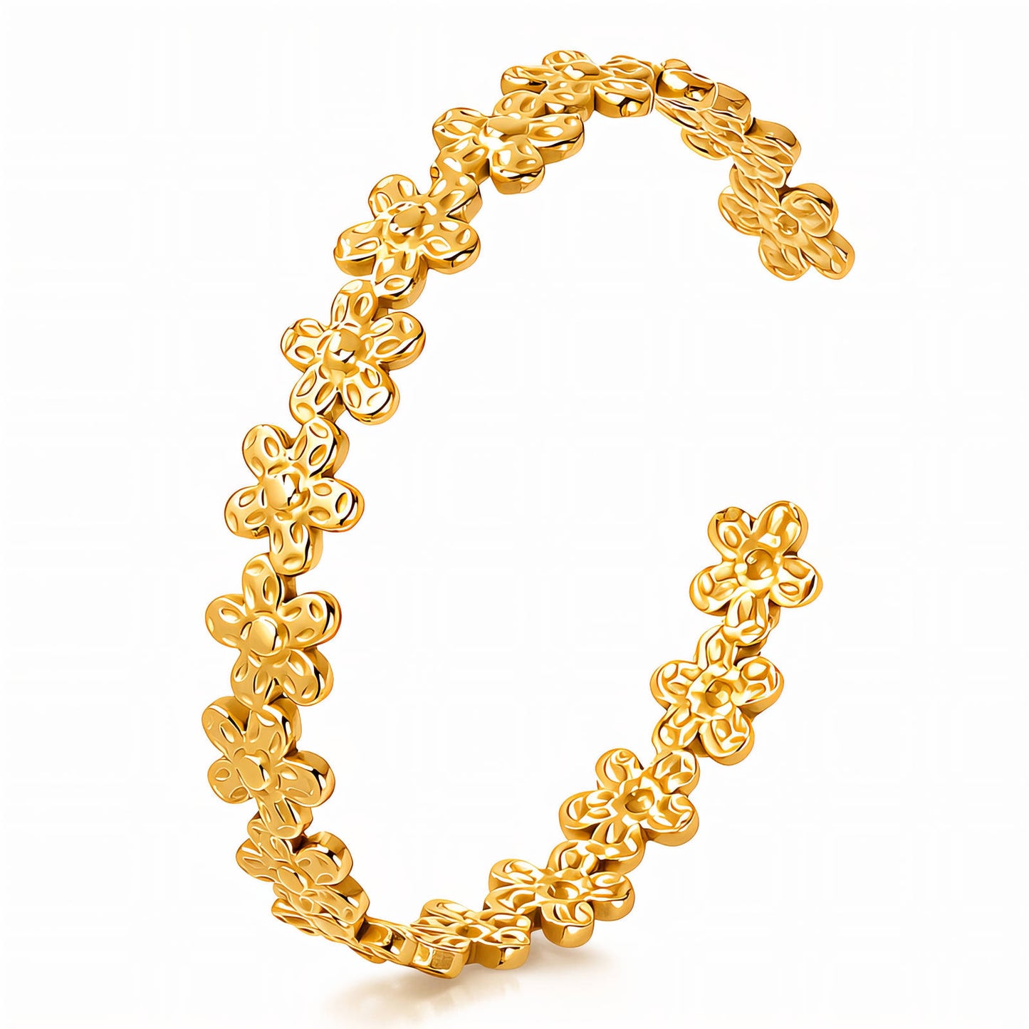 Flowers Bracelet, 18K Gold Plated Steel