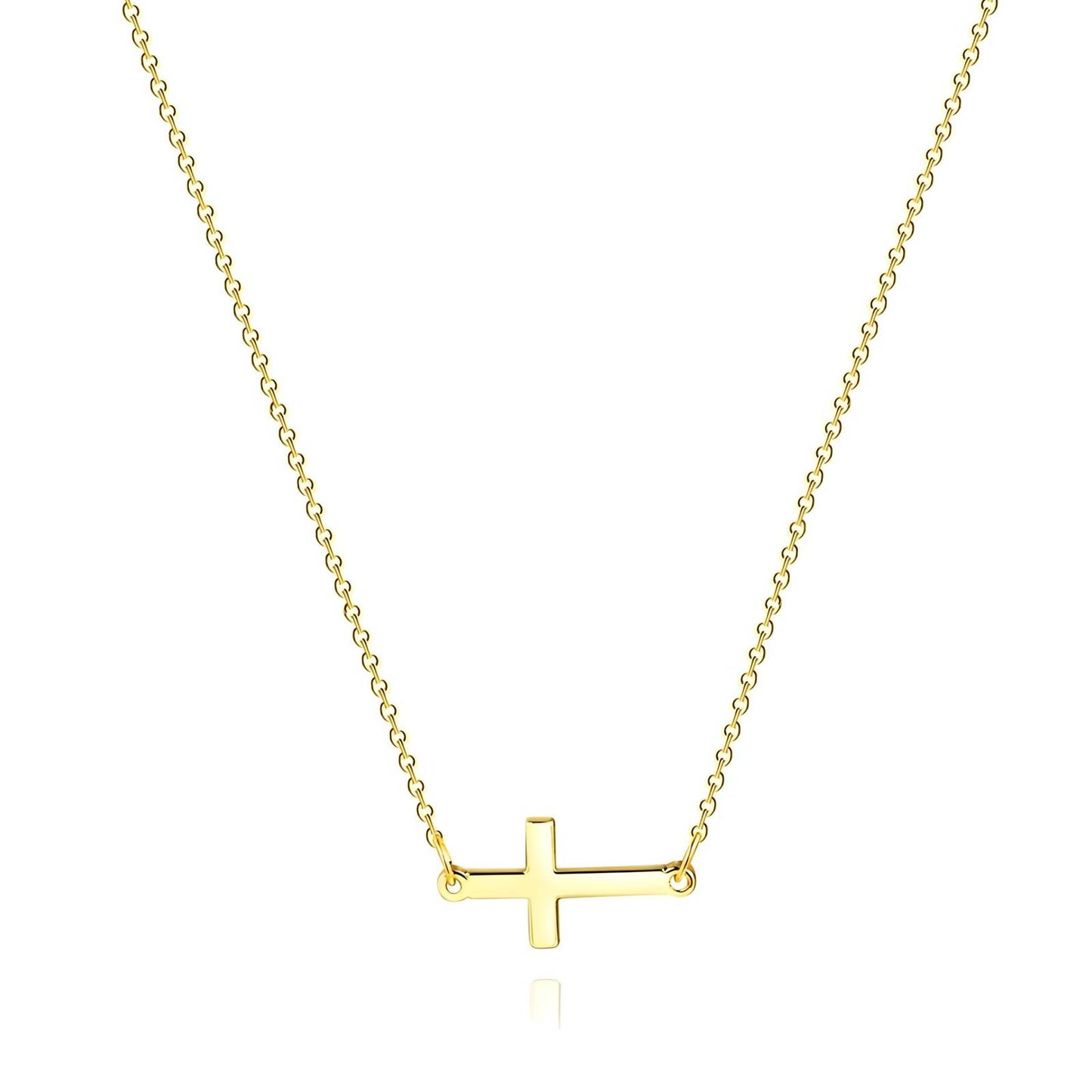 Crosses Necklace, 18K Gold Plated Steel