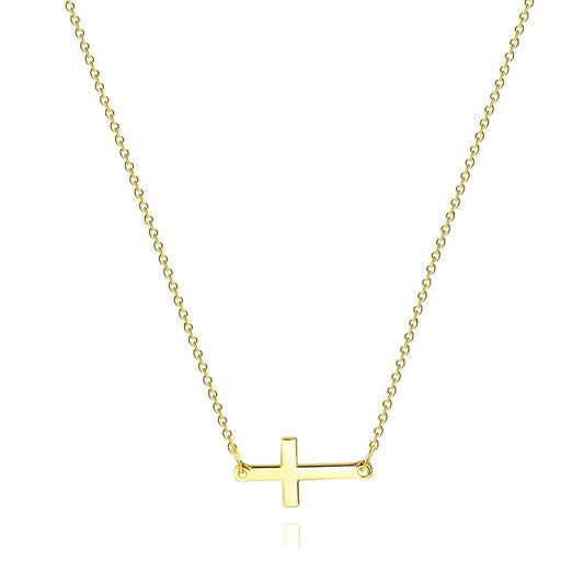 Crosses Necklace, 18K Gold Plated Steel