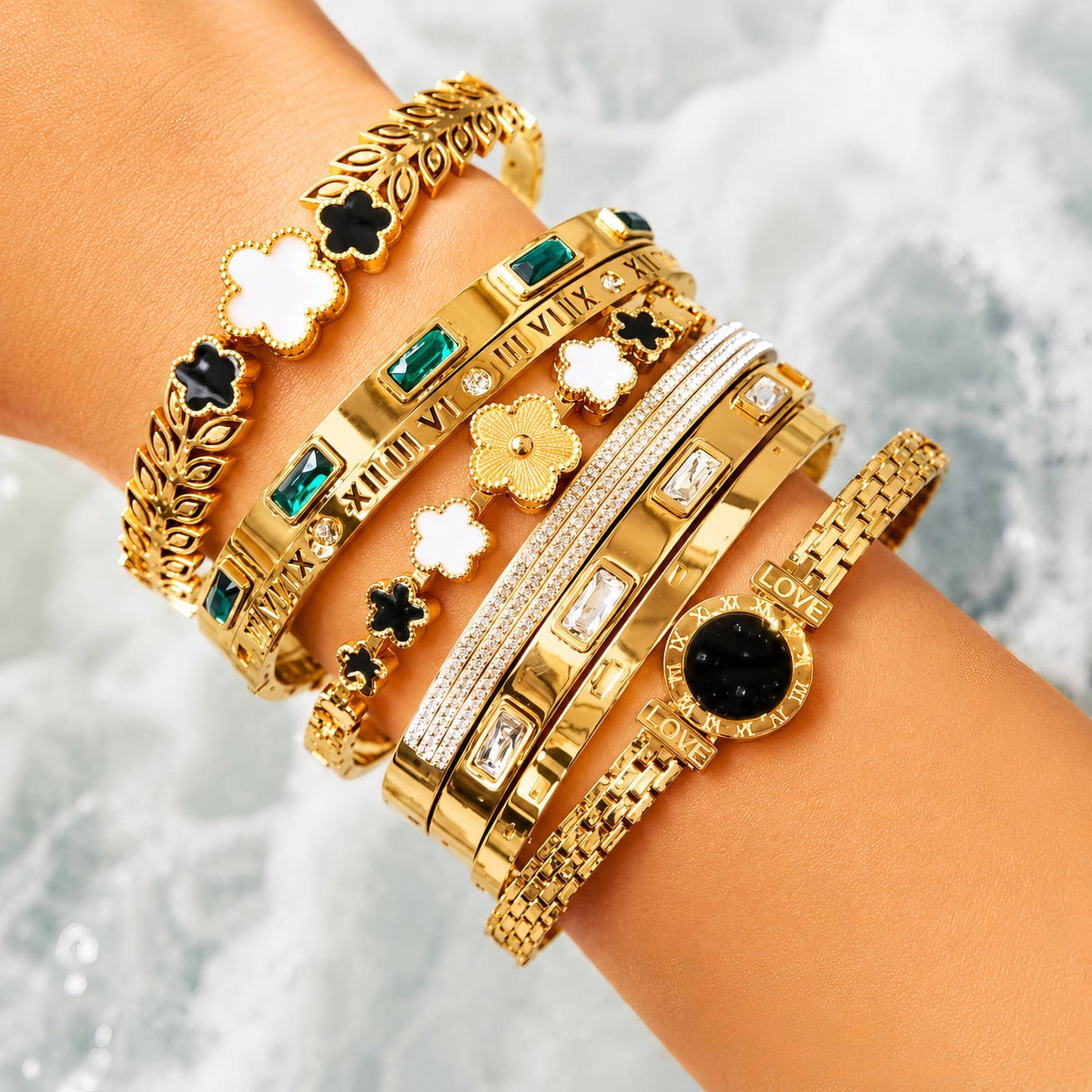 Bracelet, 18K Gold Plated Steel