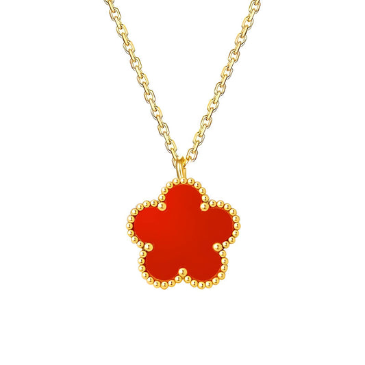 Flower Necklace, 18K Gold Plated Steel