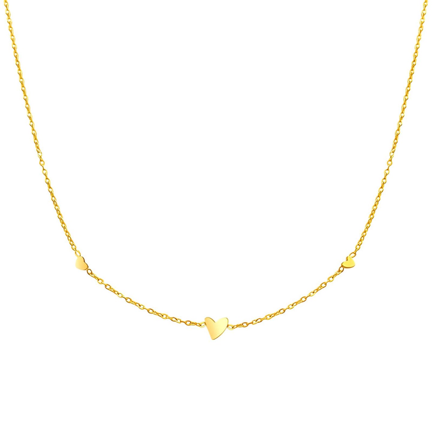 Hearts Necklace, 18K Gold Plated Steel