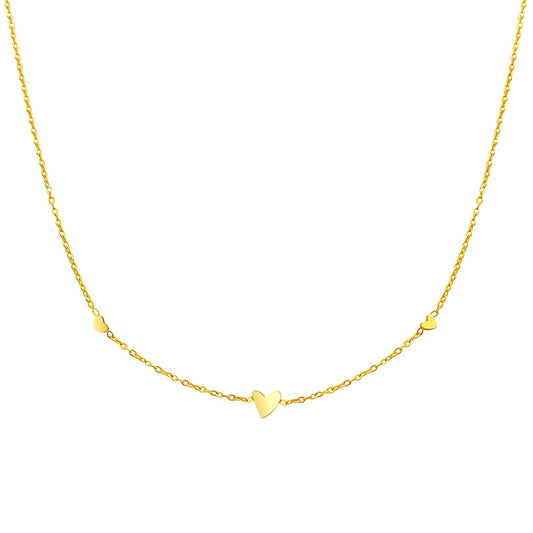 Hearts Necklace, 18K Gold Plated Steel