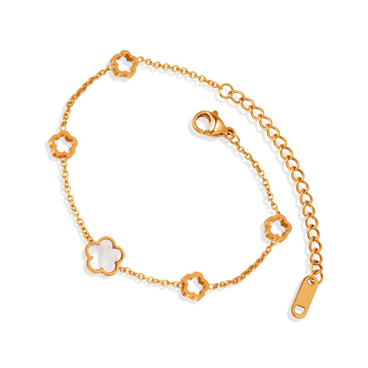 Flower Meadow Bracelet, 18K Gold Plated Steel