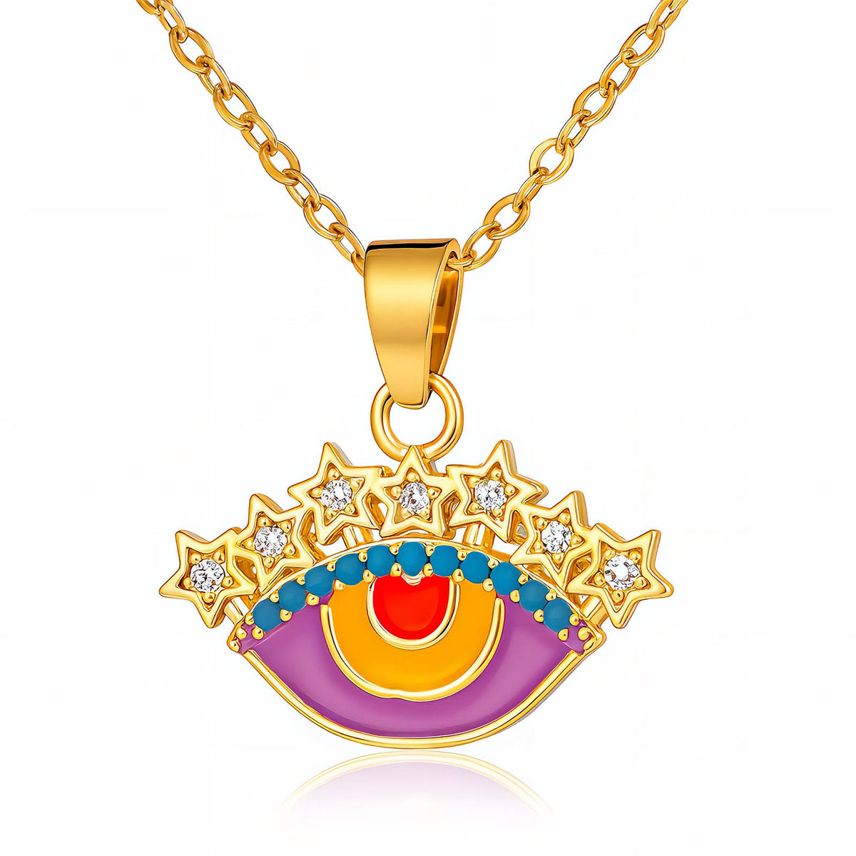 Evil Eye PVD Gold-Plated Brass Necklace