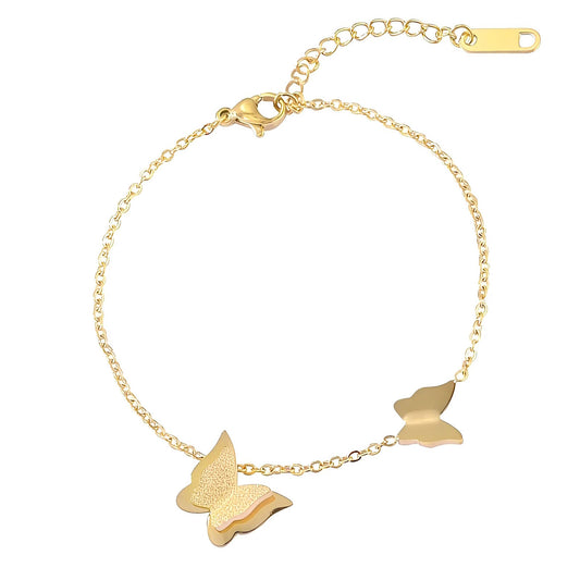 Butterflies Bracelet, 18K Gold Plated Steel
