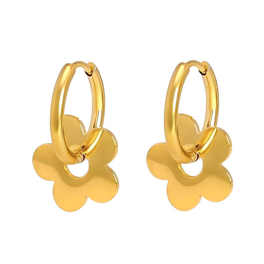 Flowers Earrings, 18K Gold Plated Steel