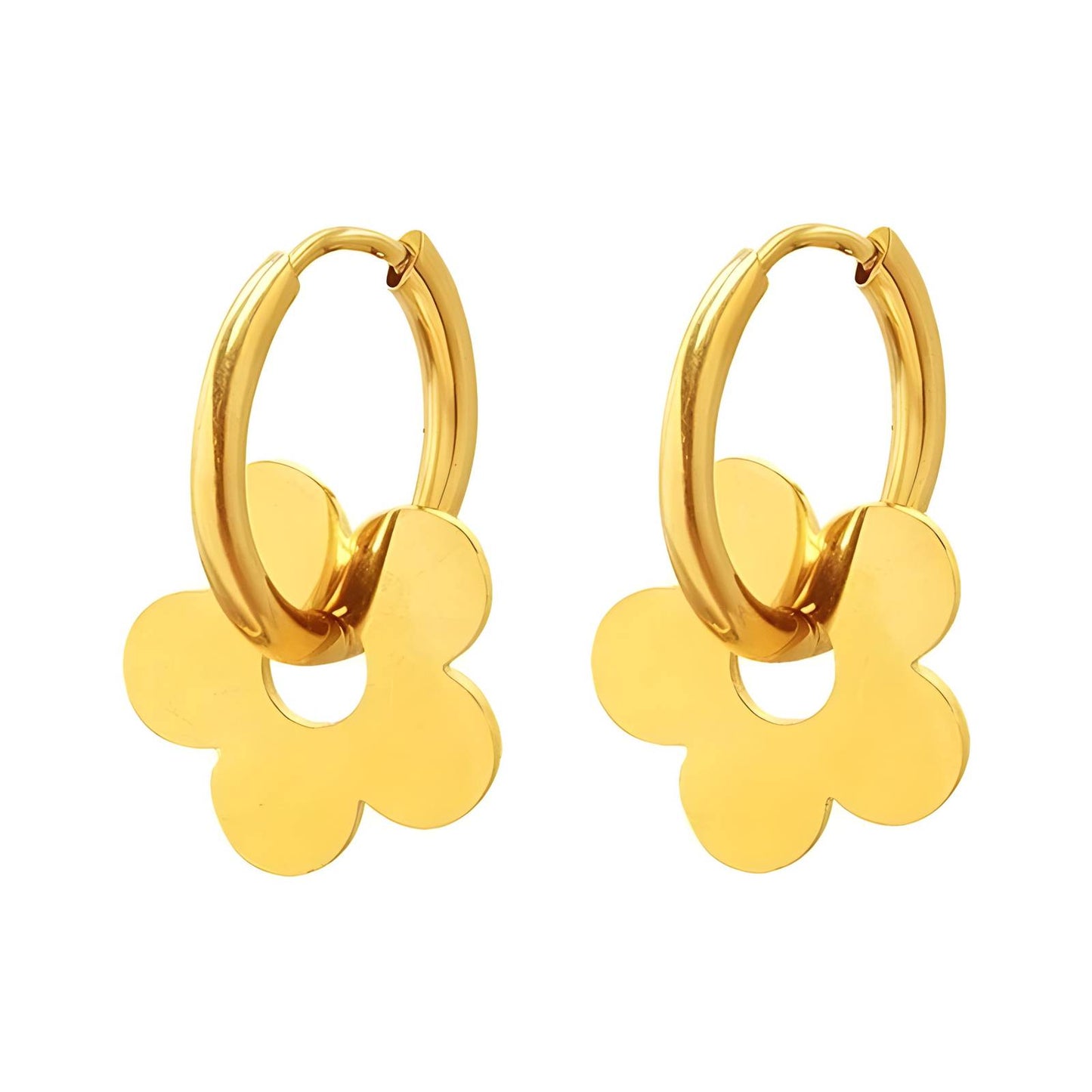 Flowers Earrings, 18K Gold Plated Steel