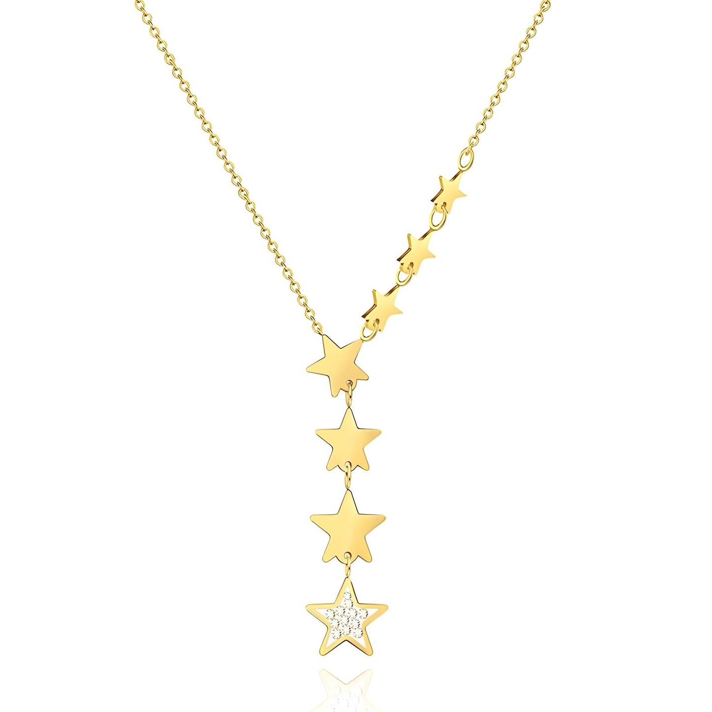 Stars Necklace, 18K Gold Plated Steel