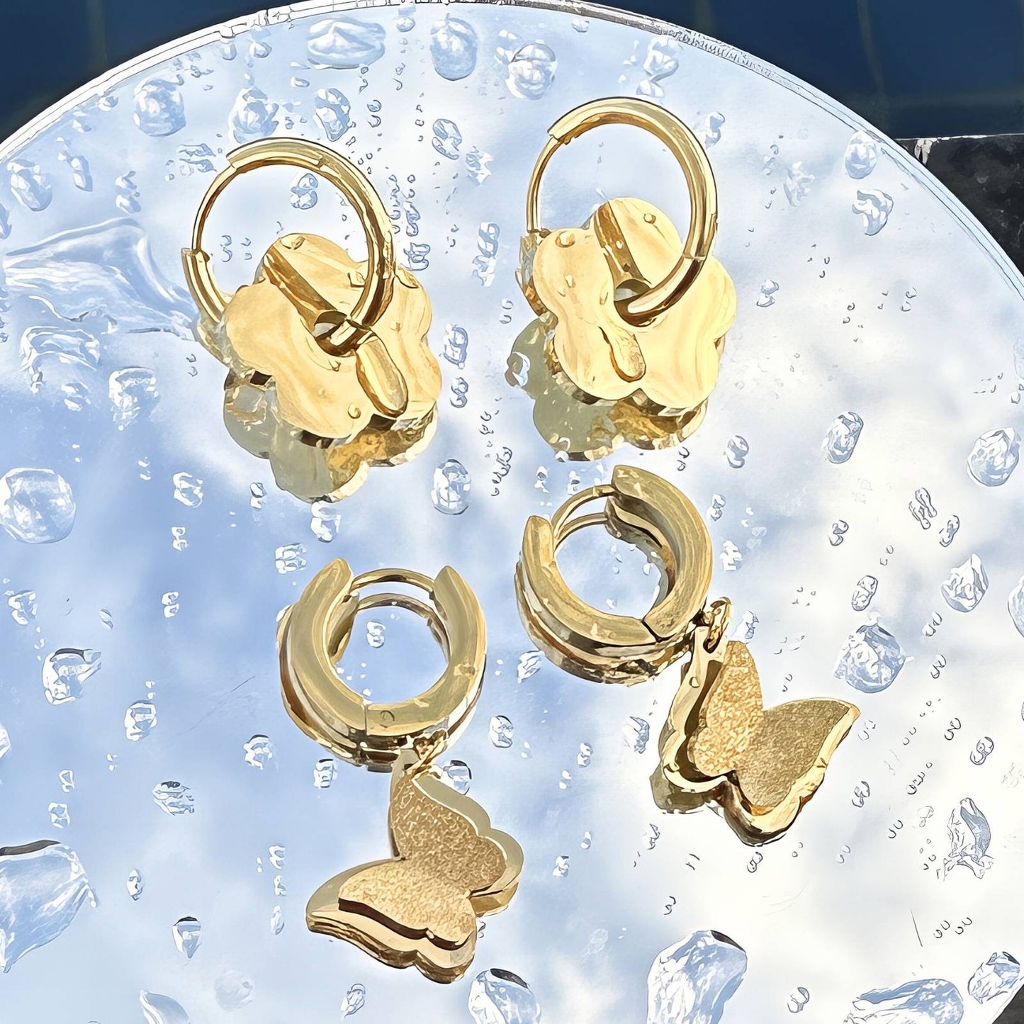 18K gold plated Stainless steel Butterflies earrings