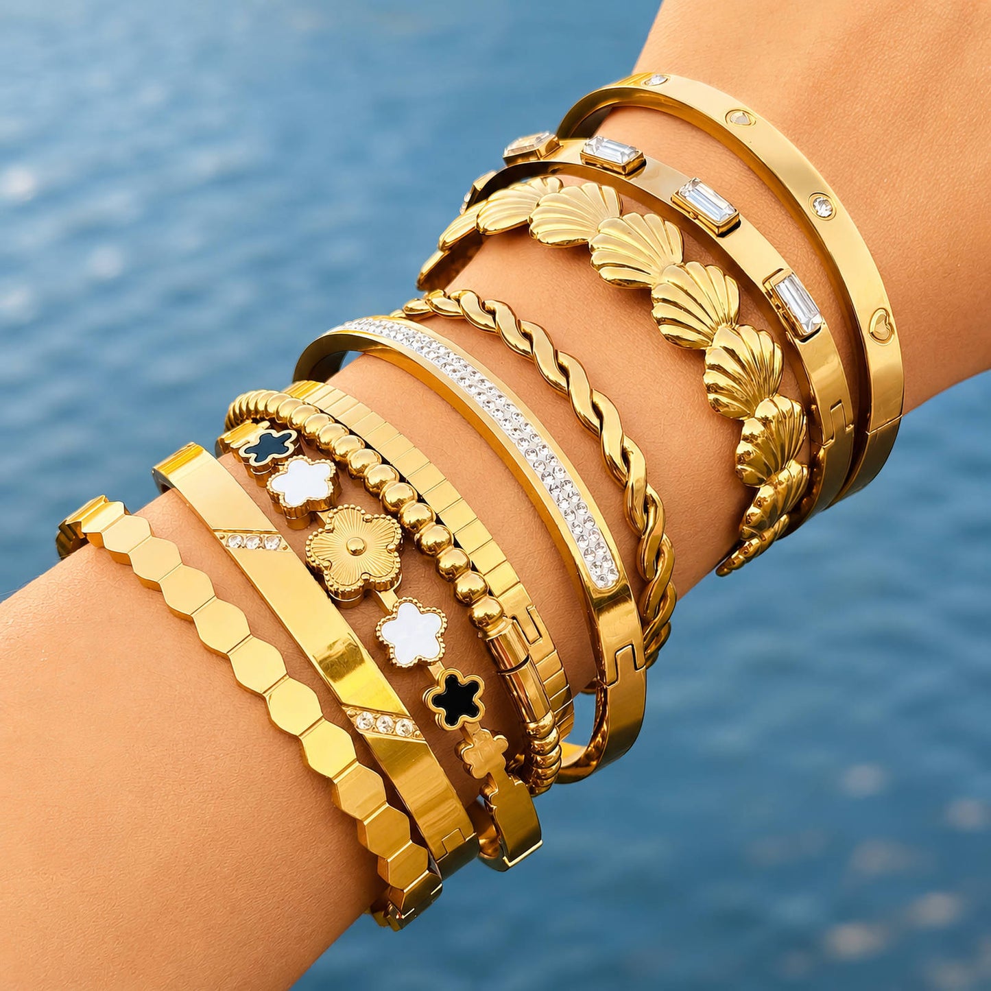 Bracelet, 18K Gold Plated Steel