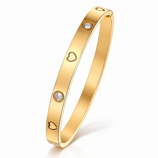 Hearts Bracelet, 18K Gold Plated Steel