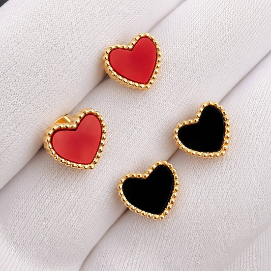 Hearts Earrings, 18K Gold Plated Steel