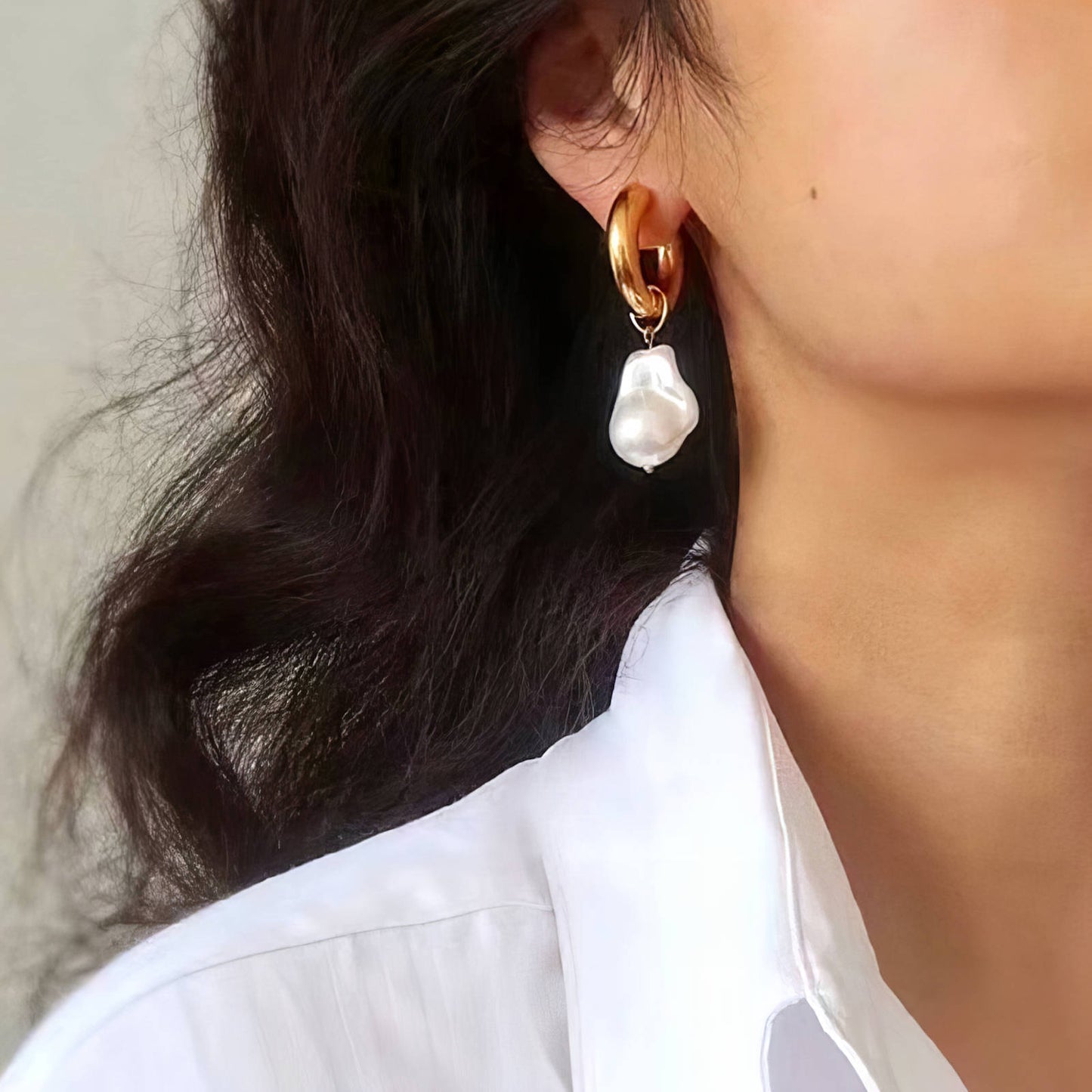 Earrings, 18K Gold Plated Steel