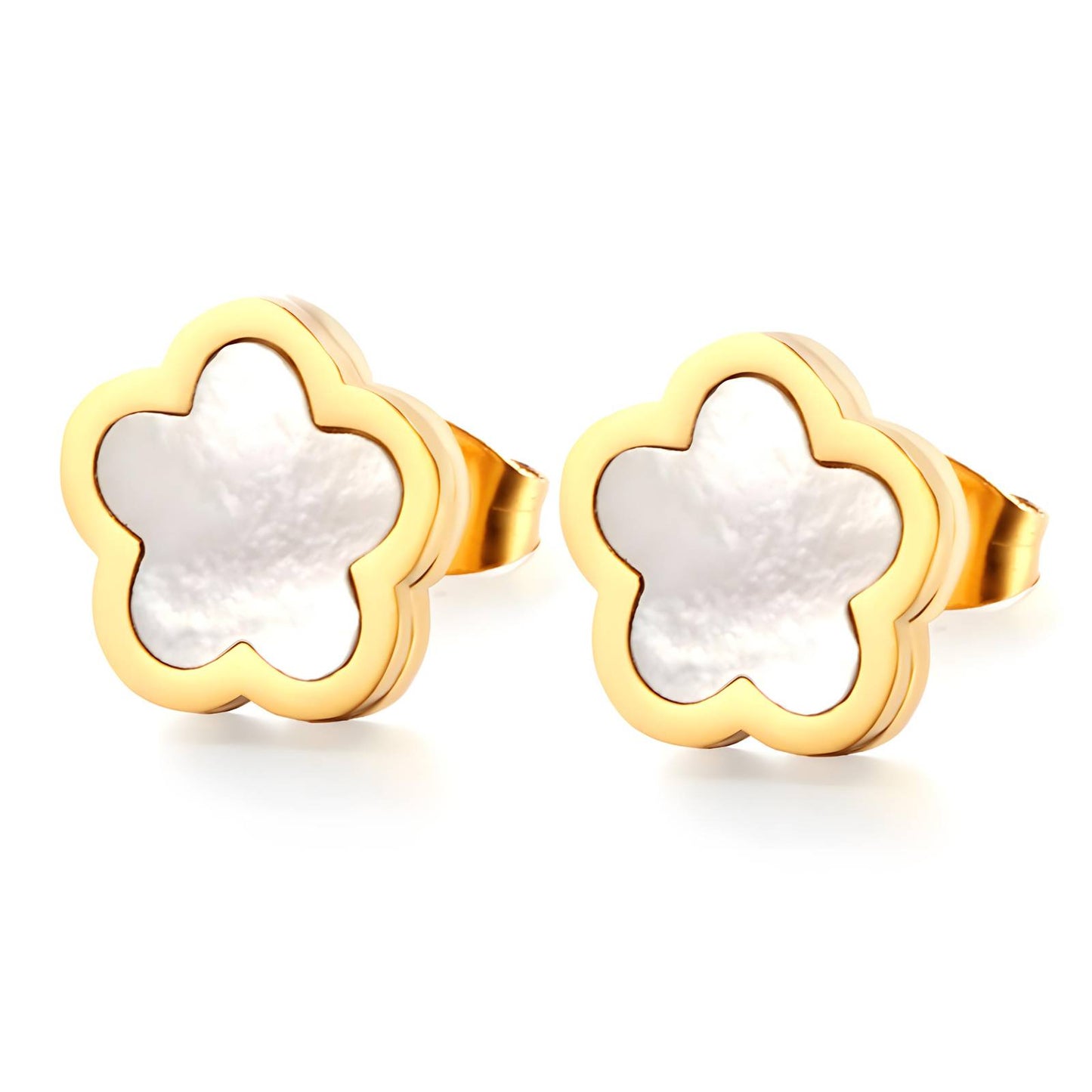 Flowers Earrings, 18K Gold Plated Steel