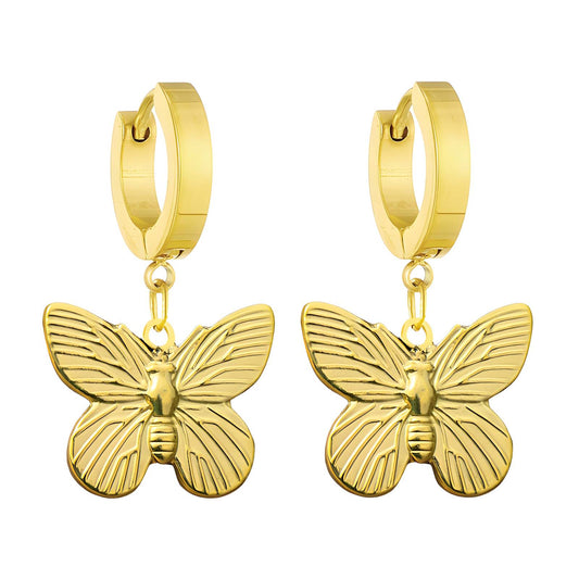 18K gold plated Stainless steel Butterflies earrings