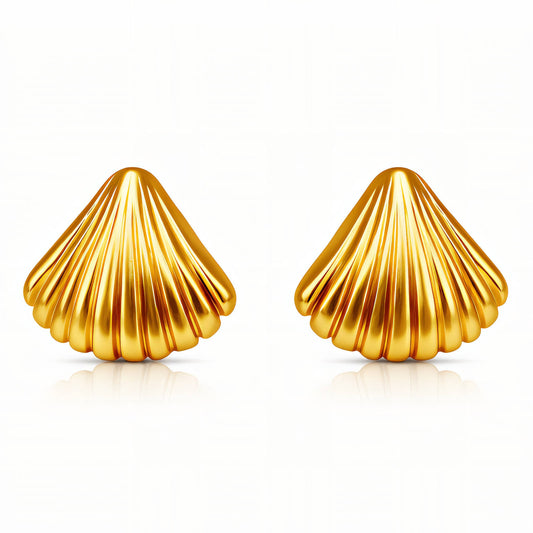 Seashells Earrings, 18K Gold Plated Steel