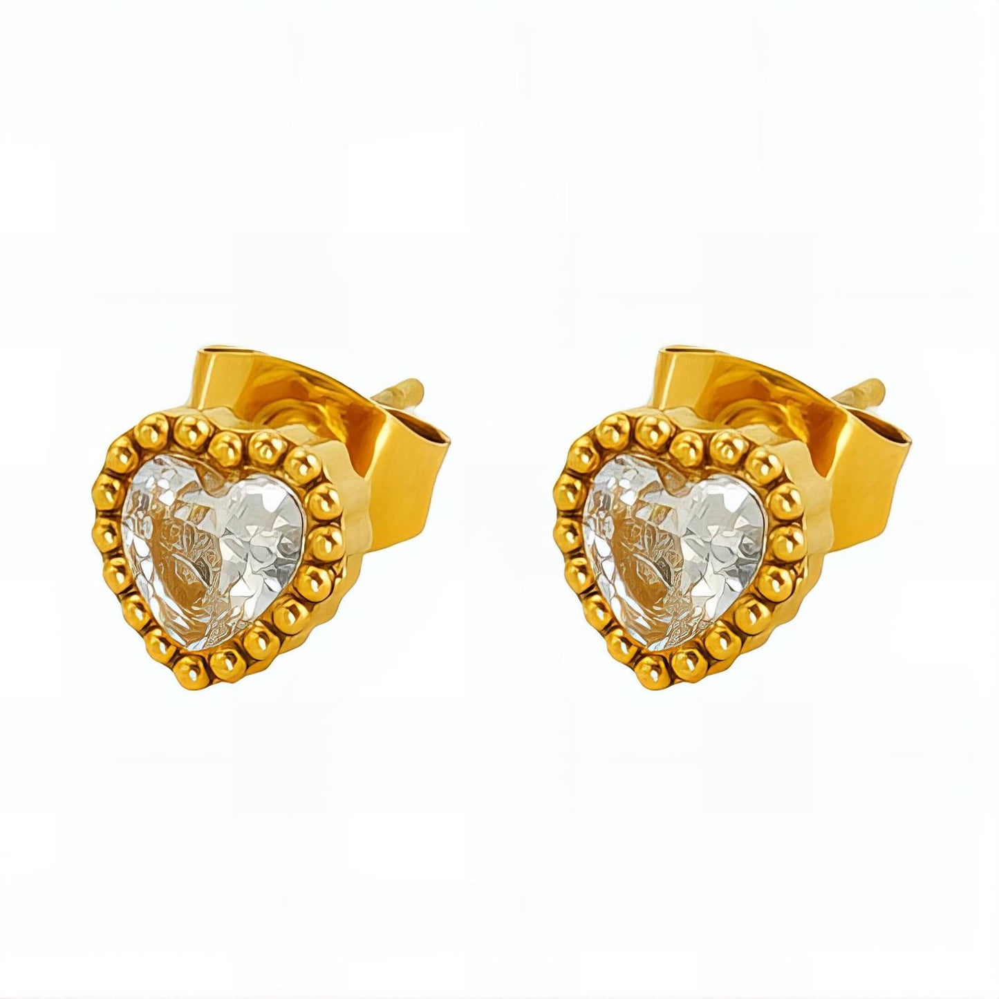 18K gold plated Stainless steel  Hearts earrings