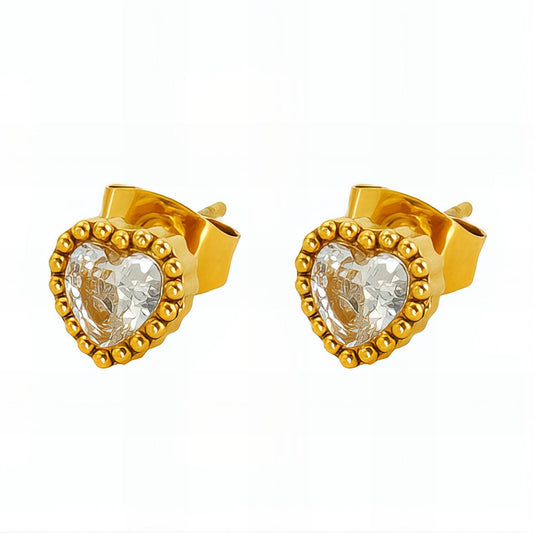 18K gold plated Stainless steel  Hearts earrings