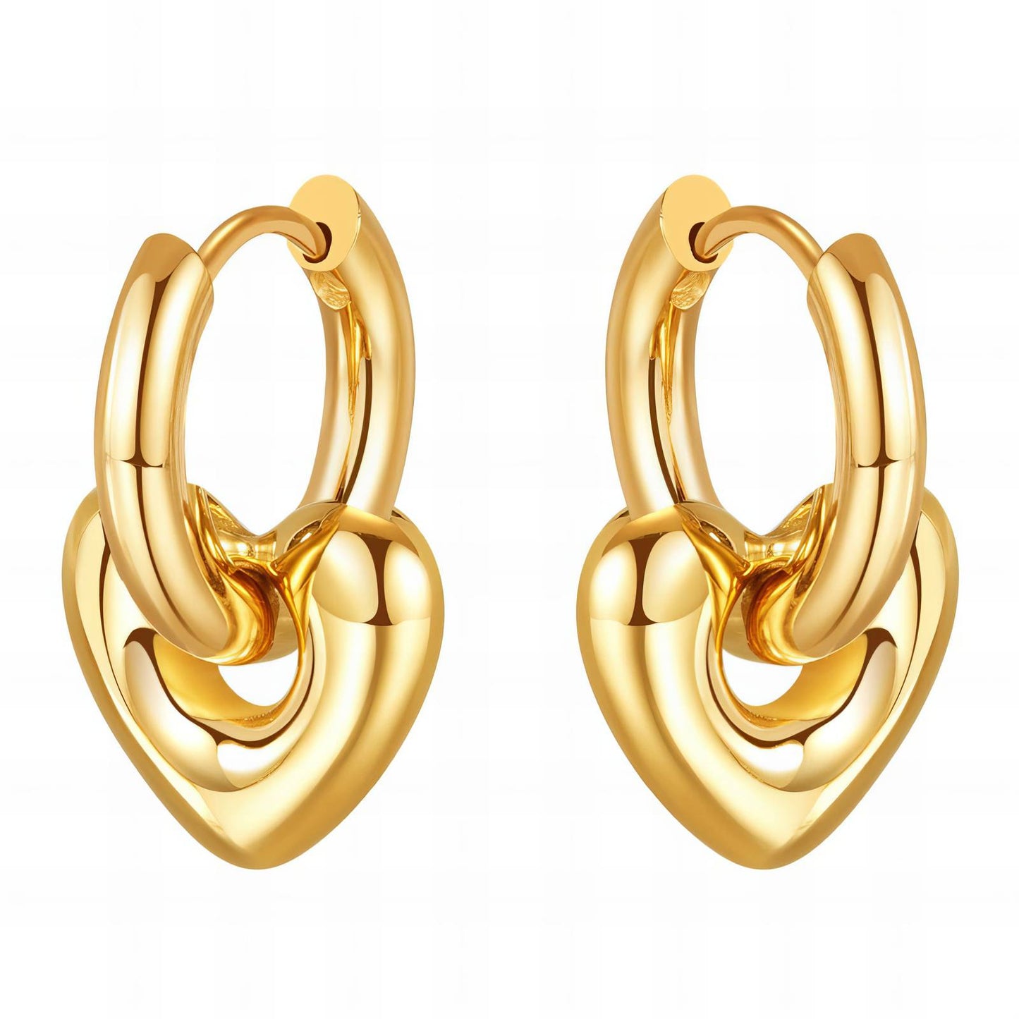 18K gold plated Stainless steel Hearts earrings