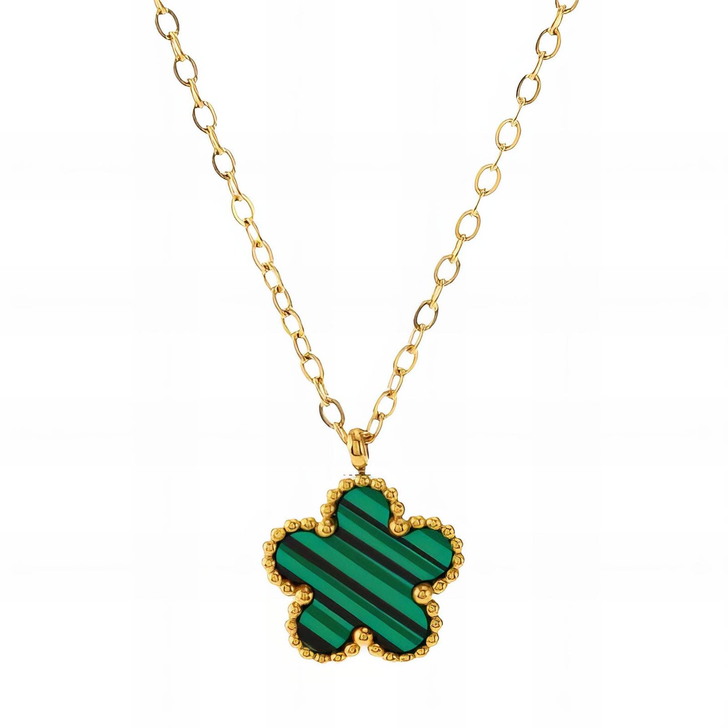 Flower Necklace, 18K Gold Plated Steel