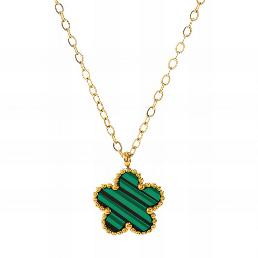 Flower Necklace, 18K Gold Plated Steel
