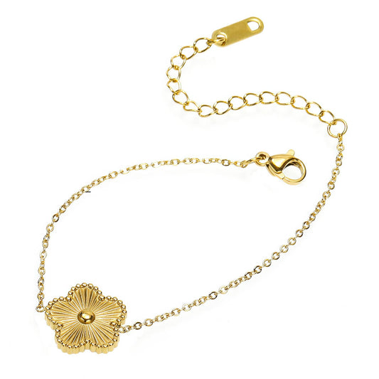 Flower Bracelet, 18K Gold Plated Steel