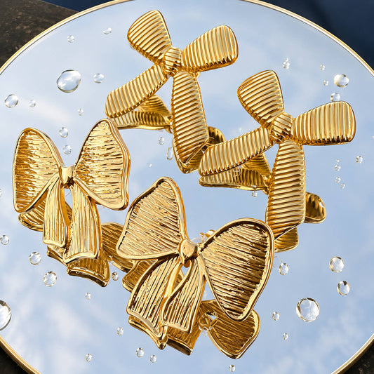 Earrings, 18K Gold Plated Steel