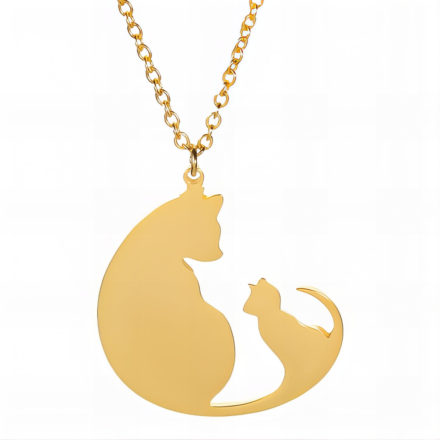Cats Necklace, 18K Gold Plated Steel