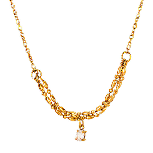 Necklace, 18K Gold Plated Steel