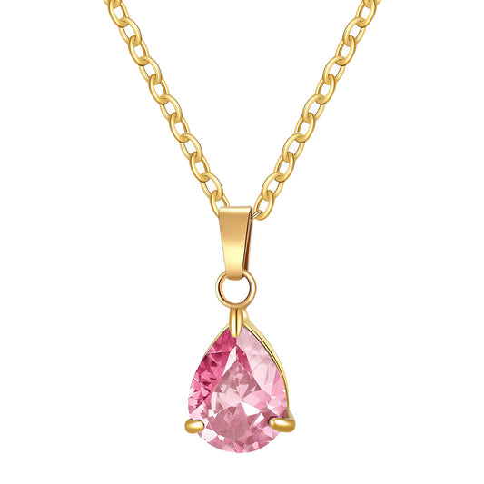 Teardrop Necklace, 18K Gold Plated Steel