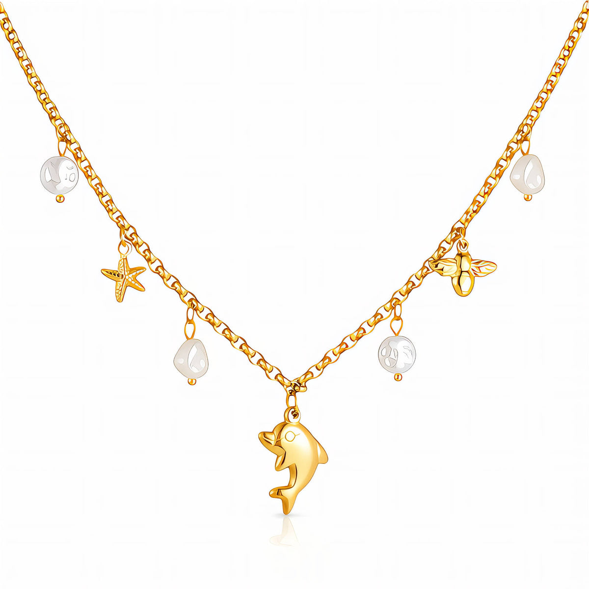 Dolphin PVD Gold-Plated Steel Necklace