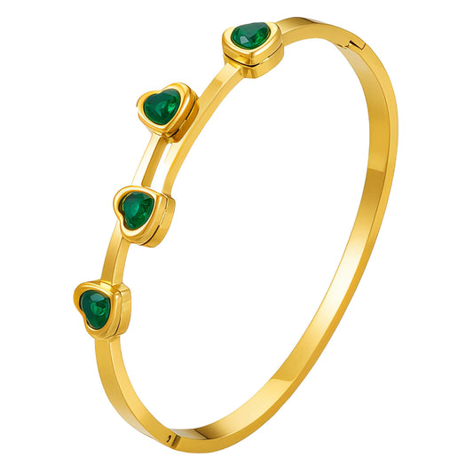 Hearts Bracelet, 18K Gold Plated Steel