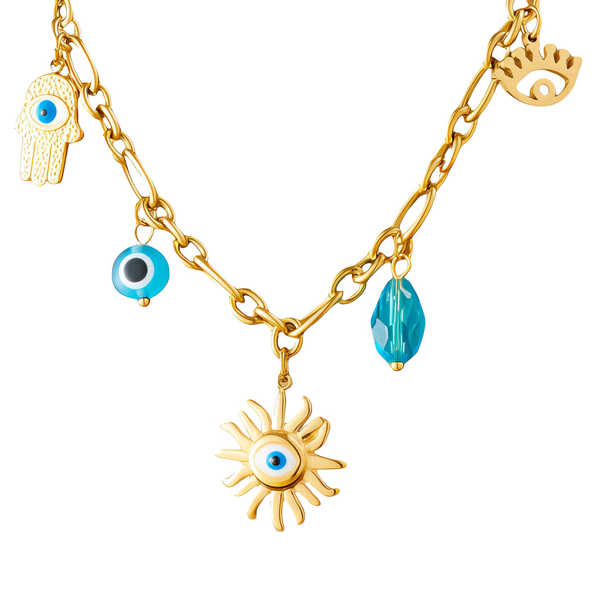 Evil Eyes PVD Gold-Plated Steel Necklace