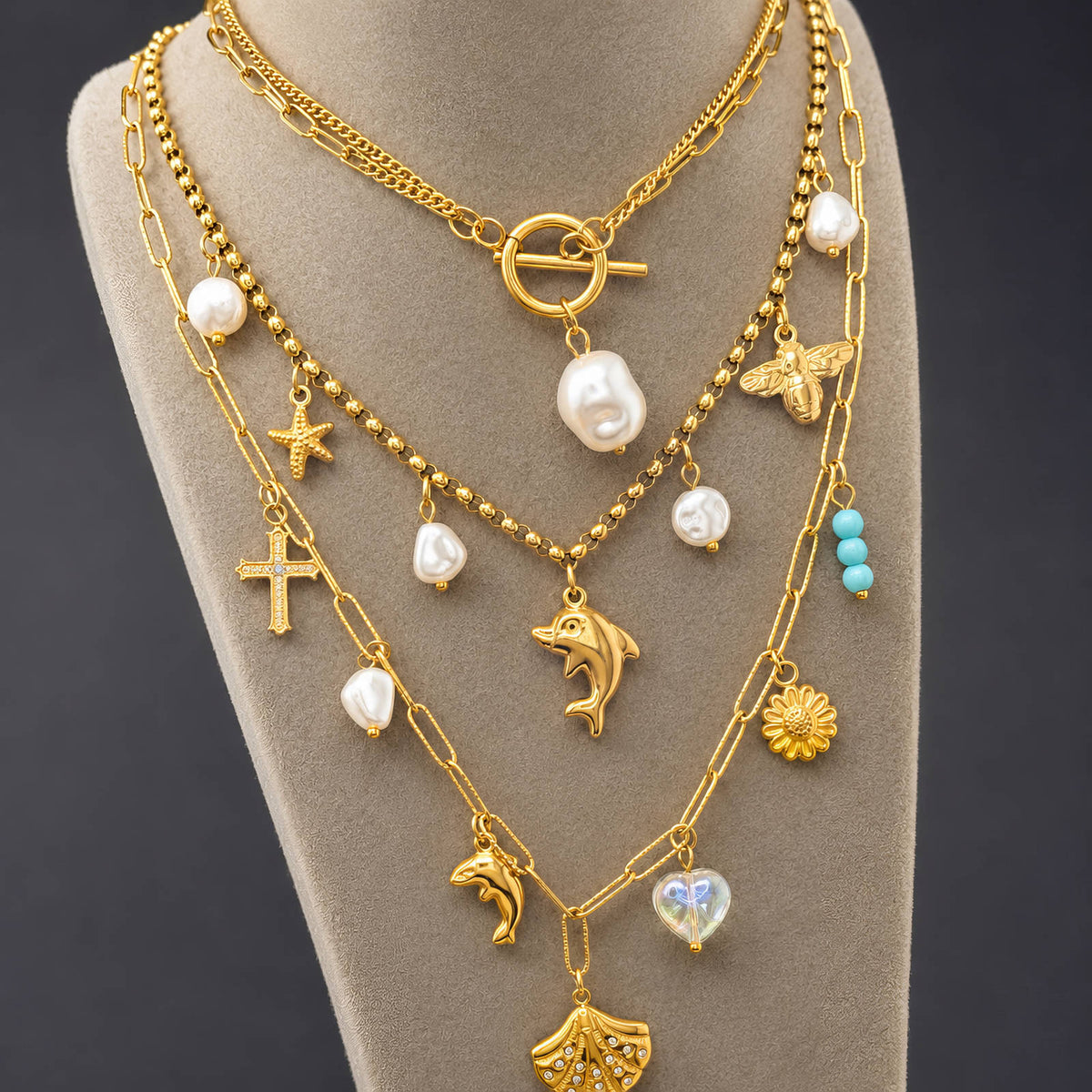Dolphin PVD Gold-Plated Steel Necklace