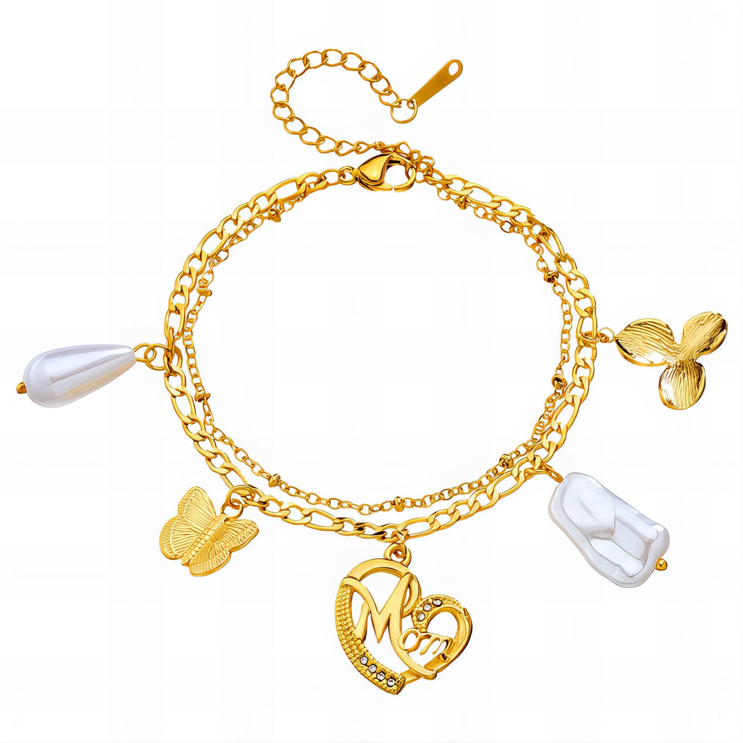 Heart Bracelet, 18K Gold Plated Steel