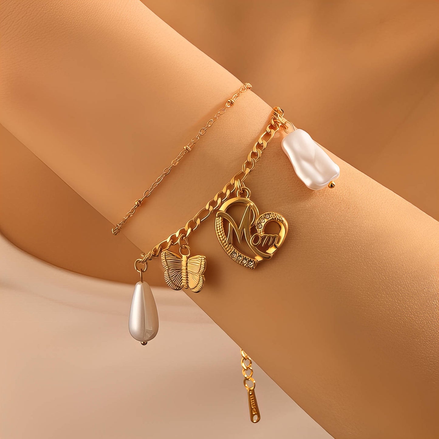 Heart Bracelet, 18K Gold Plated Steel