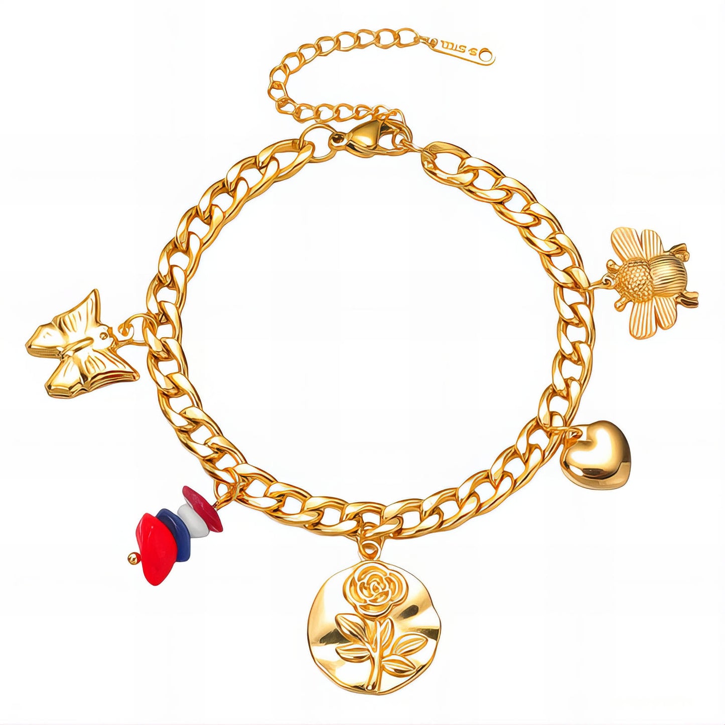 Flower Bracelet, 18K Gold Plated Steel