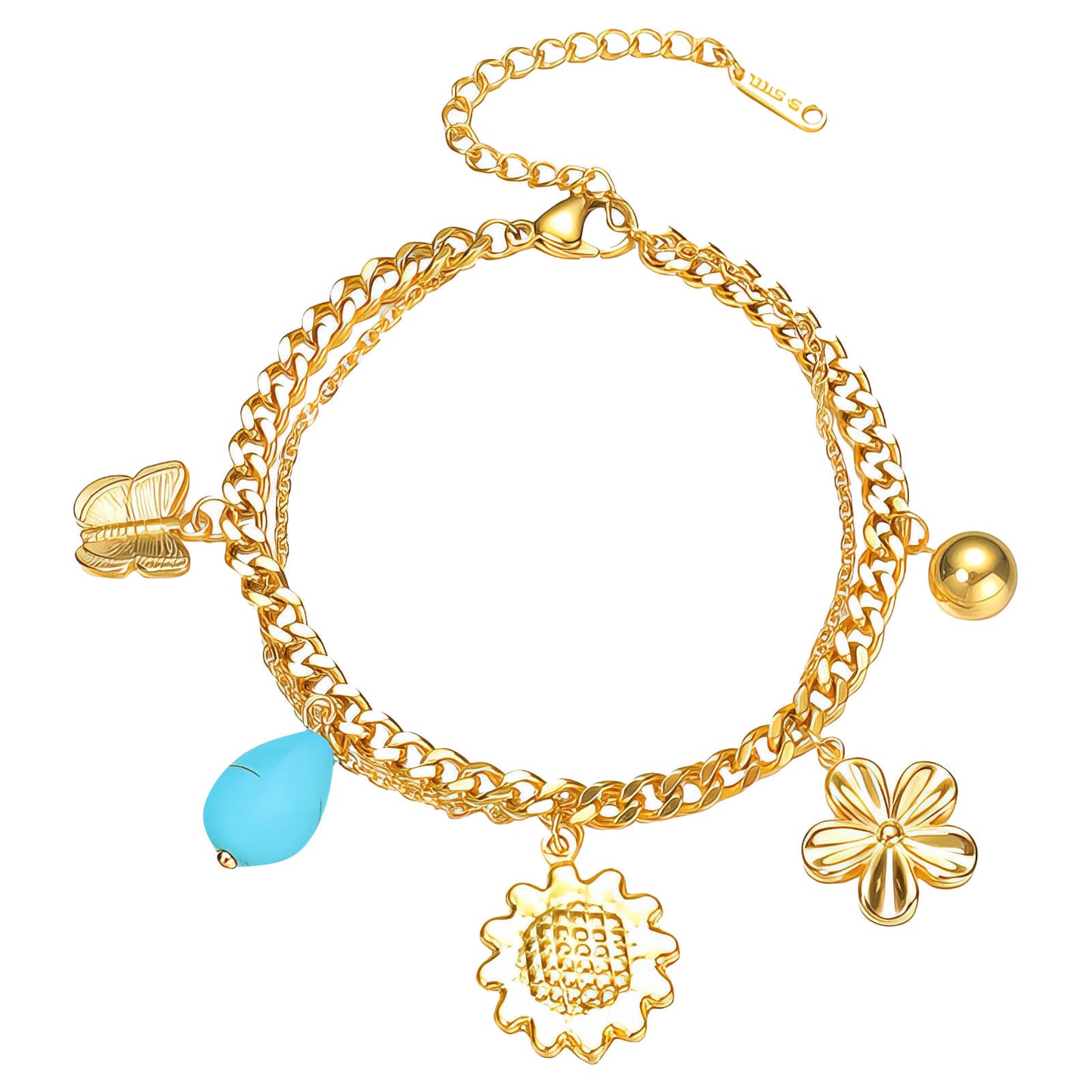 Sunflower Bracelet, 18K Gold Plated Steel