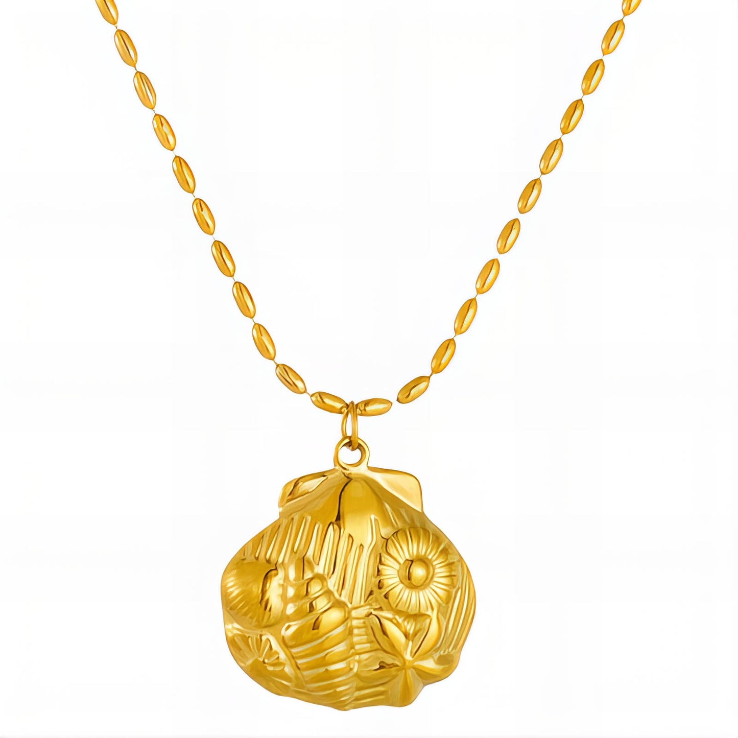 Seashells Necklace, 18K Gold Plated Steel